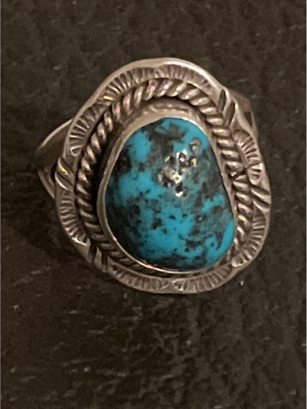 Navajo handmade turquoise sterling silver ring size 9